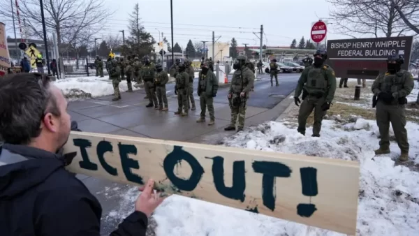 There have been demonstrations against ICE operations following the shooting (Getty Images)