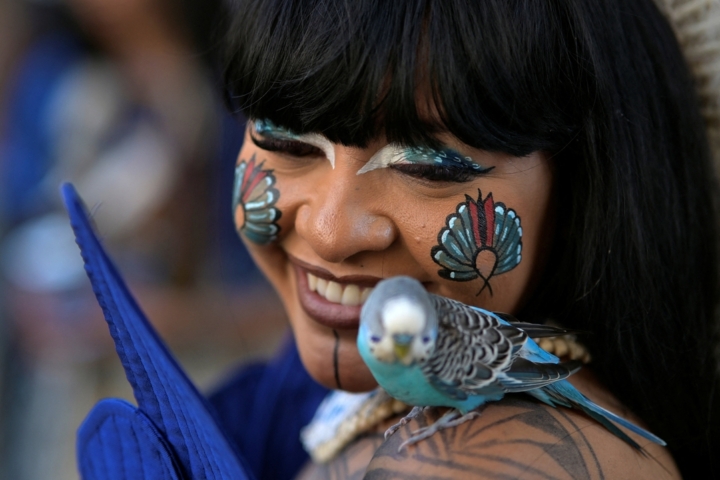 Indigenous candidate for federal deputy Celia Xakriaba attend a march as she launches her campaign in downtown Belo Horizonte, amid a record number of Indigenous candidacies in Brazil's general elections, in Belo Horizonte, Minas Gerais state, Brazil, September 5, 2026. REUTERS/Washington Alves
