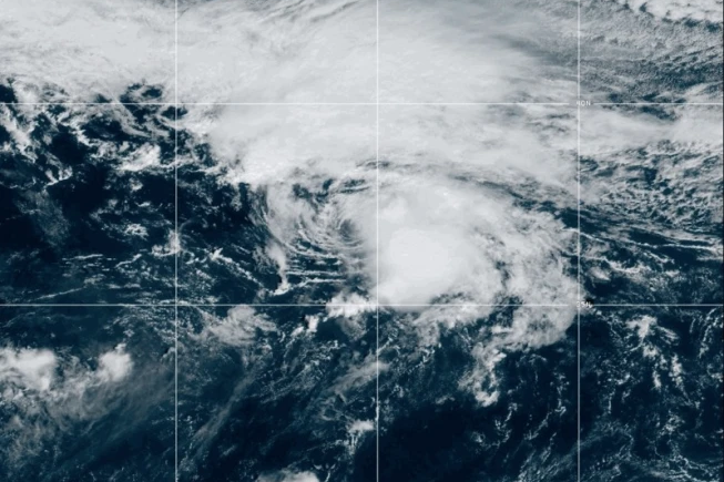 In this satellite image released by NOAA, Tropical Storm Hanna gathers in the Atlantic Ocean, Monday, September 28, 2026. Photo - (NOAA via AP)
